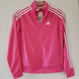 Adidas Women 3 Stripe Tricot Track Jacket Zipper in Pink